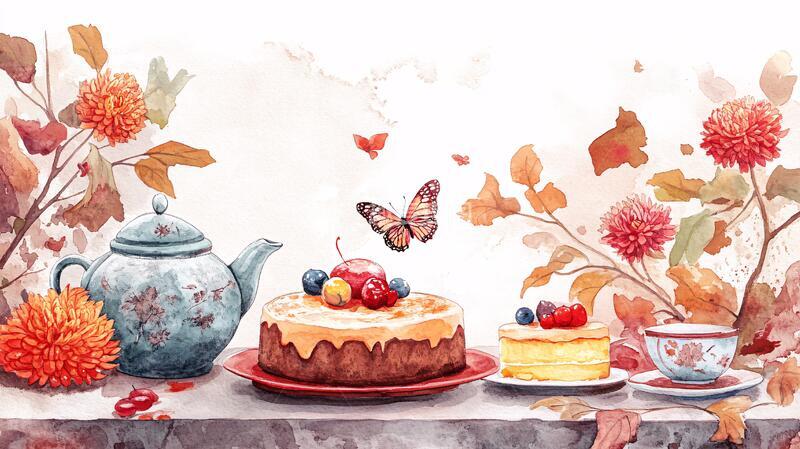高清大图下载【趣麦麦图】下午茶系列蛋糕插画