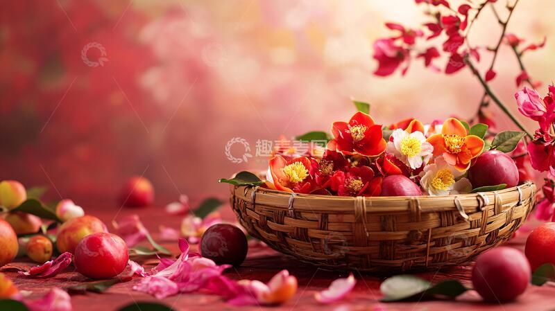 高清大图下载【趣麦麦图】唯美吉祥果水果花果一篮