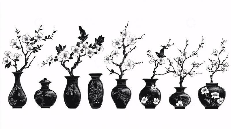 高清大图下载【趣麦麦图】古风梅花酒壶手绘画