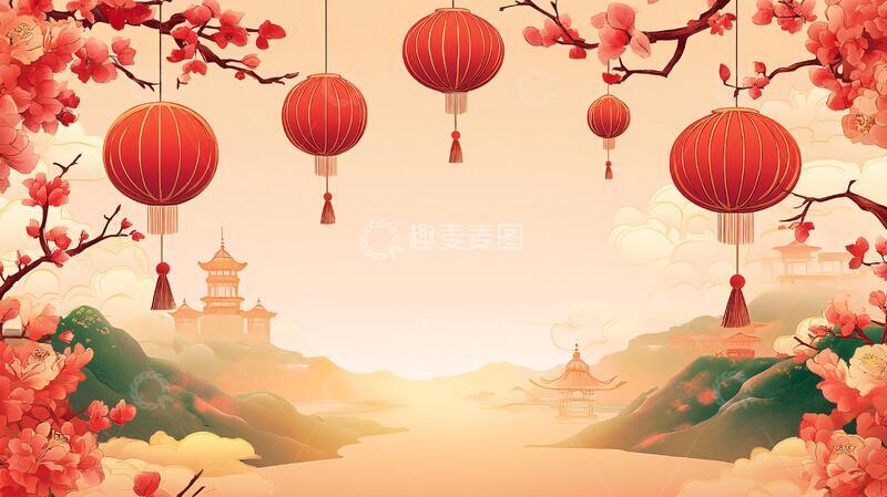 高清大图下载【趣麦麦图】节日海报插画背景图1