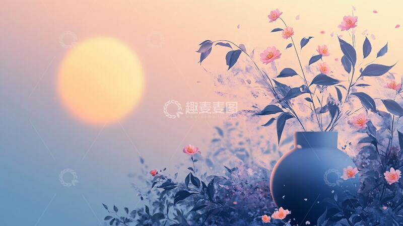 高清大图下载【趣麦麦图】花瓶插画插画花卉花瓶