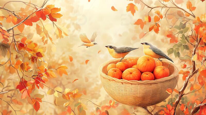 高清大图下载【趣麦麦图】相思鸟插画插画场景主题