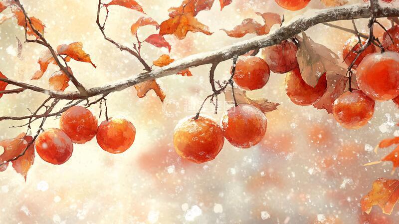 高清大图下载【趣麦麦图】霜降柿饼柿霜2