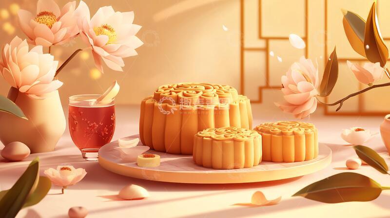 高清大图下载【趣麦麦图】中秋月饼月饼插画包装