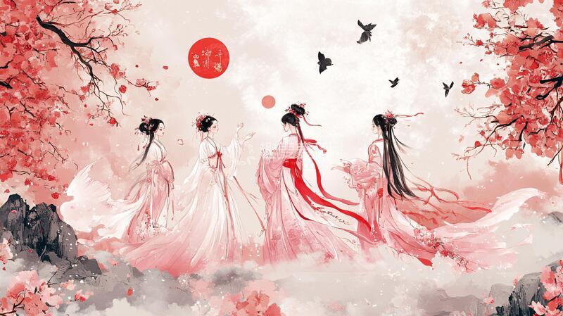 高清大图下载【趣麦麦图】红衣少女设计古风12