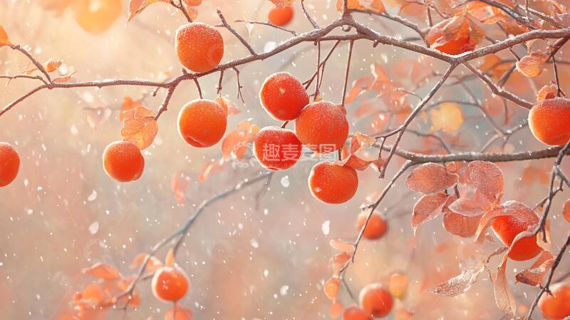 高清大图下载【趣麦麦图】霜降柿饼柿霜1