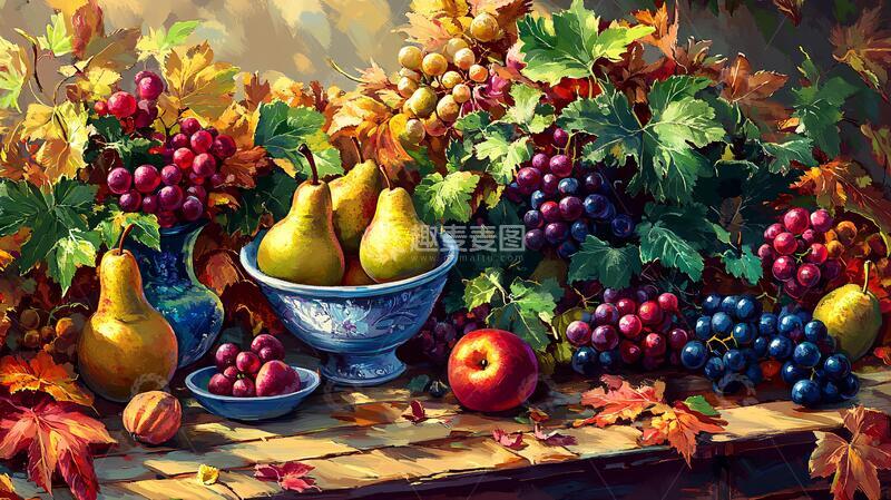 高清大图下载【趣麦麦图】欧式水果油画2