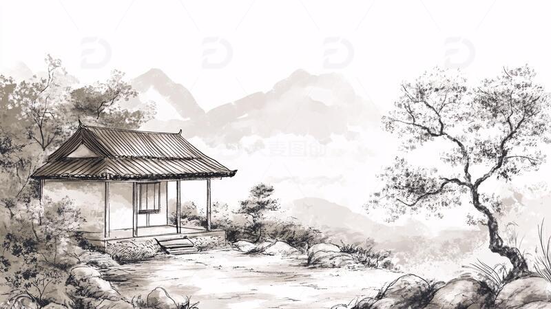 高清大图下载【趣麦麦图】古风秋天景色插画13