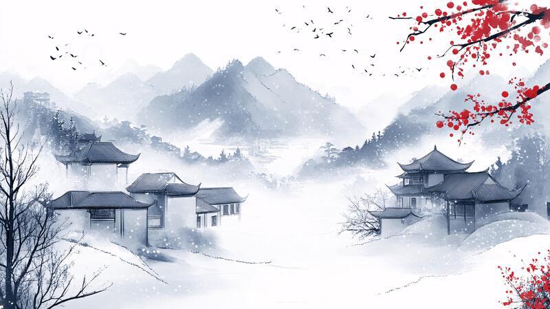 高清大图下载【趣麦麦图】雪景古风插画10