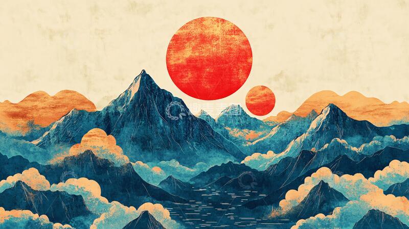 高清大图下载【趣麦麦图】插画红日插画红日意境4