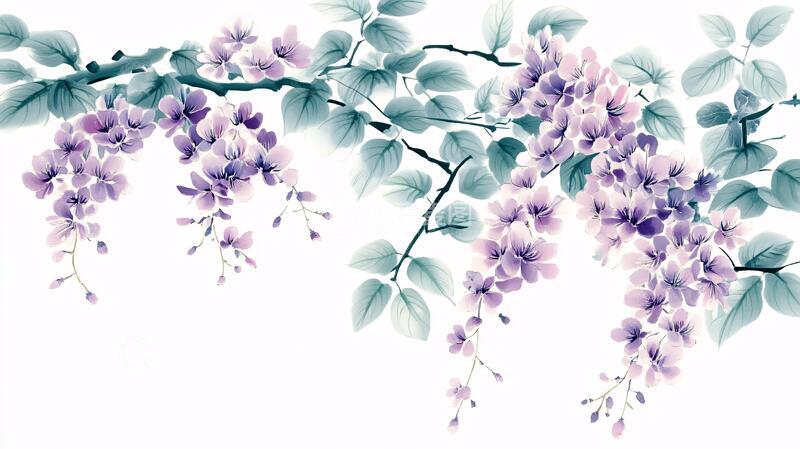 高清大图下载【趣麦麦图】手绘紫藤花花