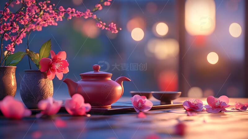 高清大图下载【趣麦麦图】迎春茶话会背景