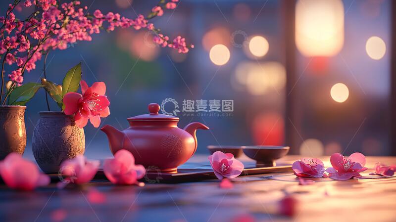 高清大图下载【趣麦麦图】迎春茶话会背景