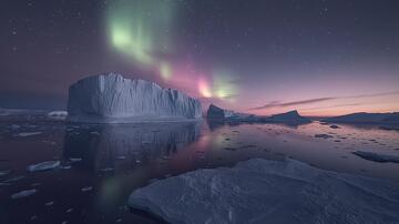 极地风光极光极地插画