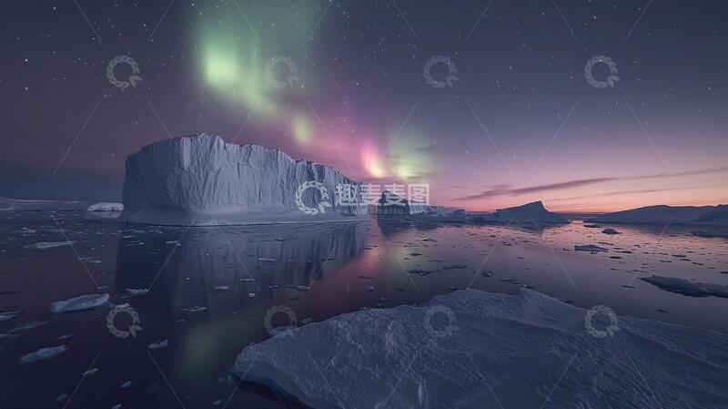 高清大图下载【趣麦麦图】极地风光极光极地插画