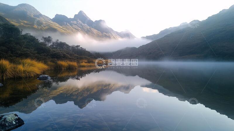 高清大图下载【趣麦麦图】野芷湖清晨晨雾倒影仙湖