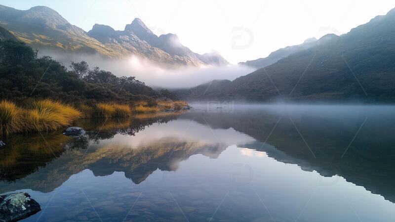 高清大图下载【趣麦麦图】野芷湖清晨晨雾倒影仙湖