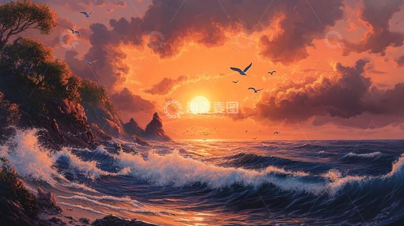 高清大图下载【趣麦麦图】欧美手绘海景油画3