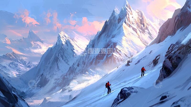 高清大图下载【趣麦麦图】雪山原画插画背景原画1