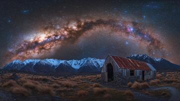 银河雪山银河夜景风情