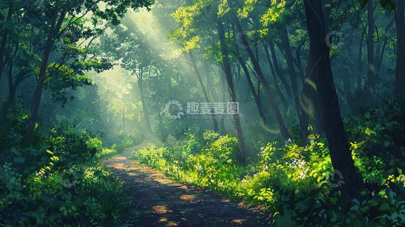 高清大图下载【趣麦麦图】林中小道壁纸8