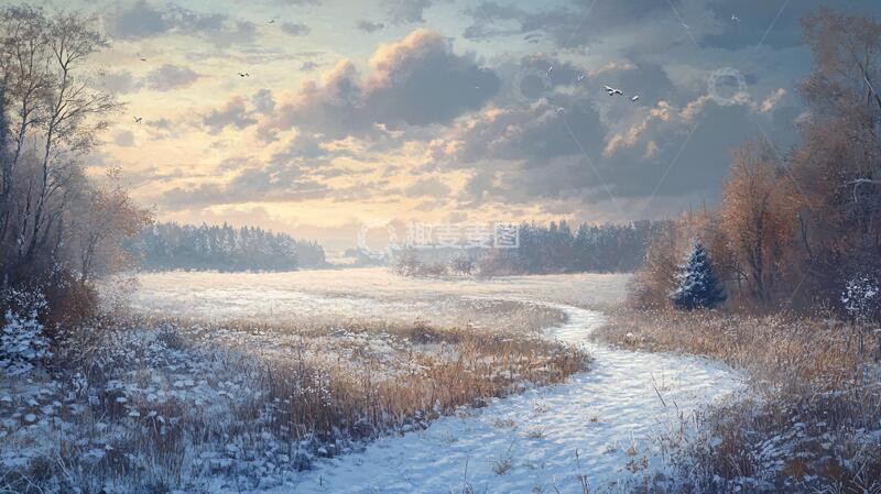 高清大图下载【趣麦麦图】冬日黄昏野外