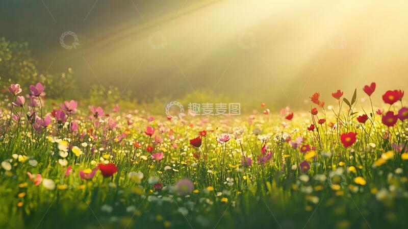 高清大图下载【趣麦麦图】阳光鲜花草地