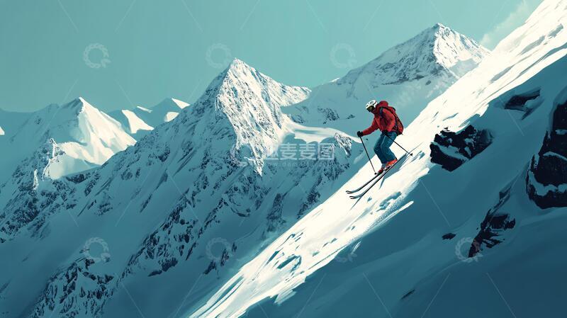 高清大图下载【趣麦麦图】爬山插画插画巅峰爬山