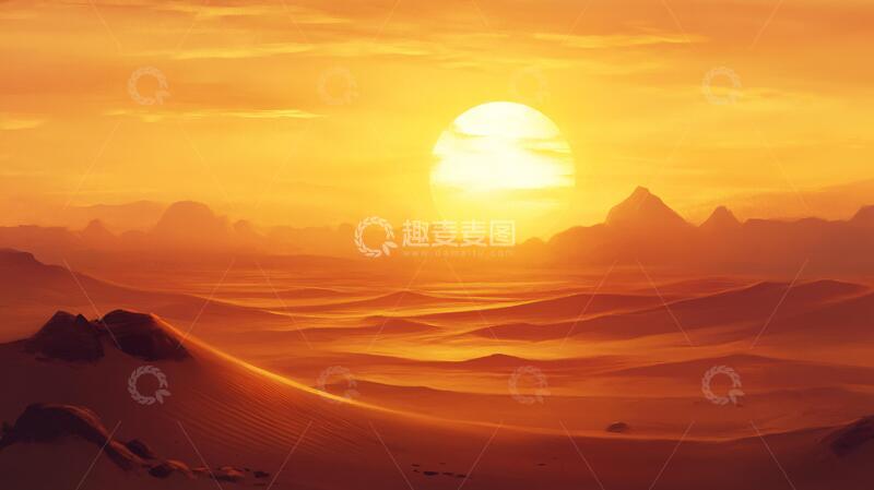 高清大图下载【趣麦麦图】大漠地形插画大漠背景