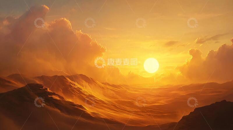 高清大图下载【趣麦麦图】荒野黄昏插画33