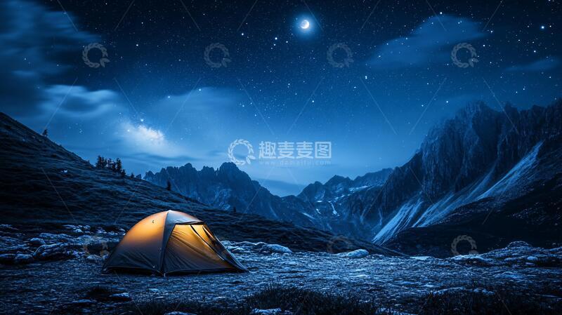高清大图下载【趣麦麦图】星空露营山野行
