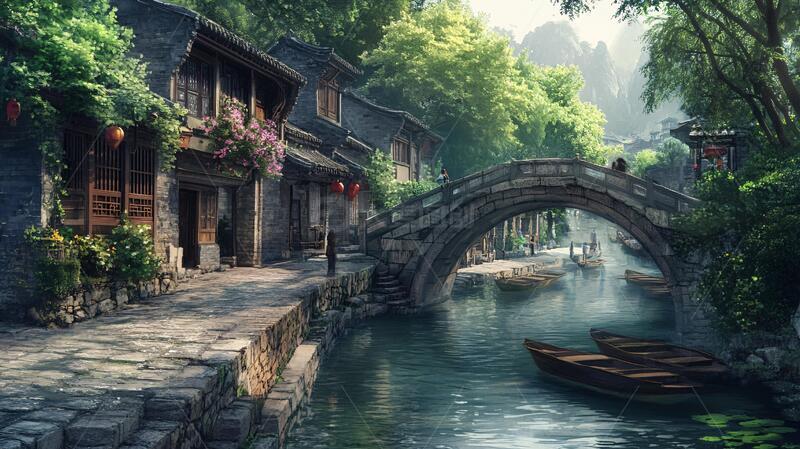 高清大图下载【趣麦麦图】水乡场景素材