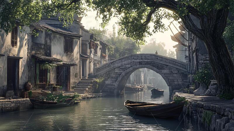 高清大图下载【趣麦麦图】江南水乡模拟场景1