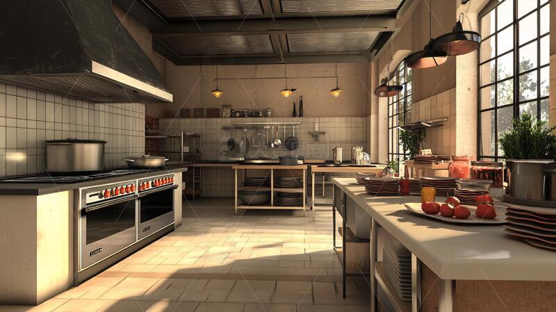 高清大图下载【趣麦麦图】厨房渲染图厨房场景橱柜