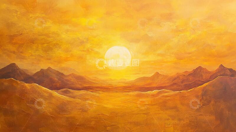 高清大图下载【趣麦麦图】油画日出油画落日日落