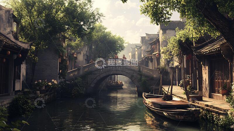 高清大图下载【趣麦麦图】江南水乡效果1