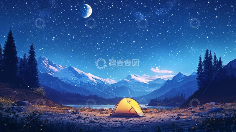 高清大图下载【趣麦麦图】户外露营插画3