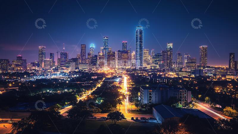 高清大图下载【趣麦麦图】城市夜空商业区