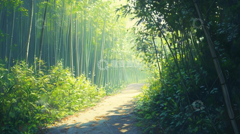 高清大图下载【趣麦麦图】唯美竹林小路7
