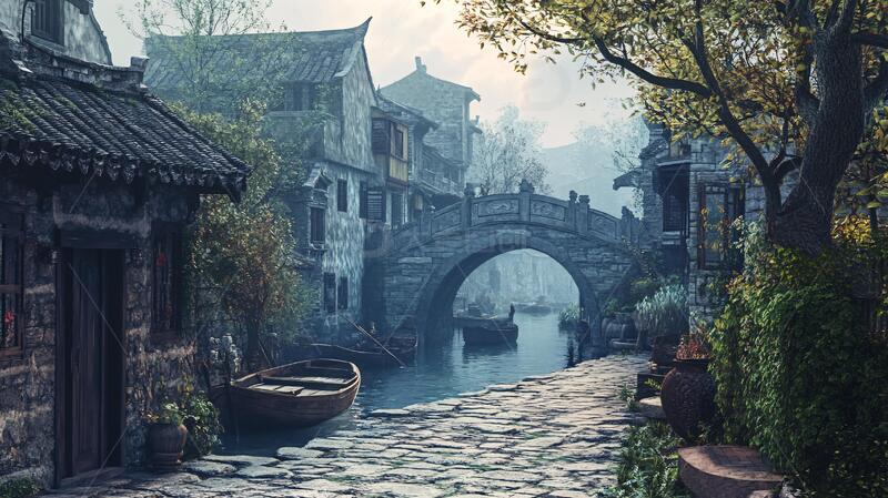 高清大图下载【趣麦麦图】江南水乡模拟场景