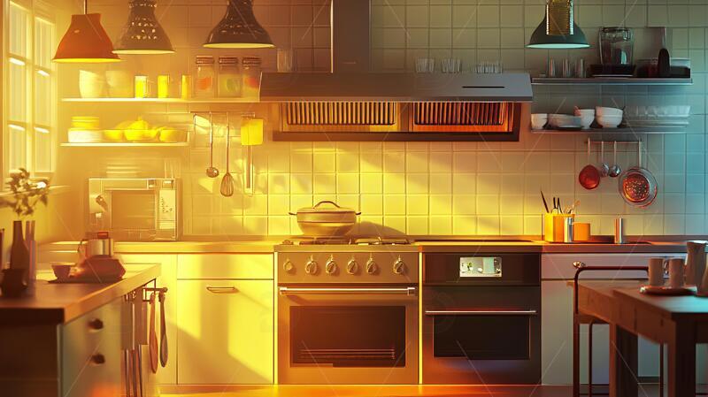 厨房场景图场景插画厨具