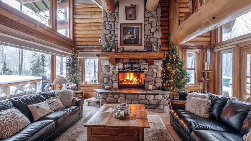 高清大图下载【趣麦麦图】室内舒适冬天地炉3