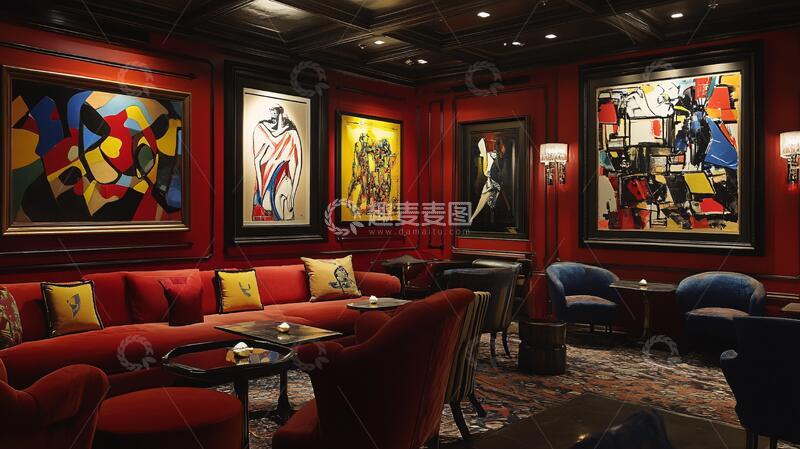 高清大图下载【趣麦麦图】酒店装饰画彩色墙面