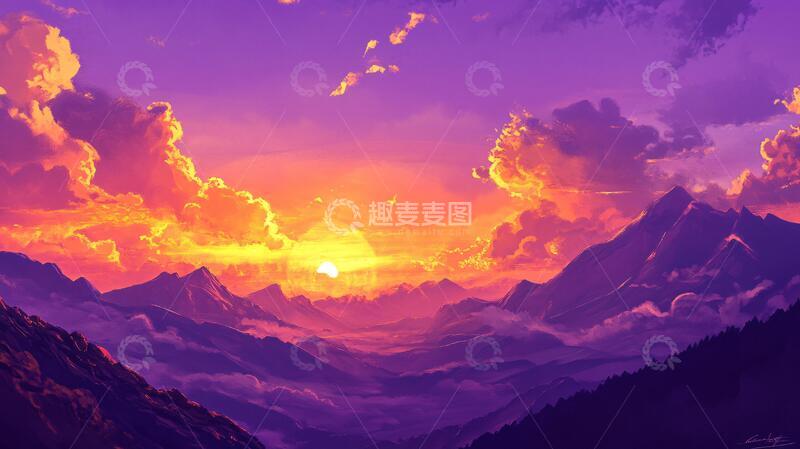 高清大图下载【趣麦麦图】风景厚涂插画壁纸原画
