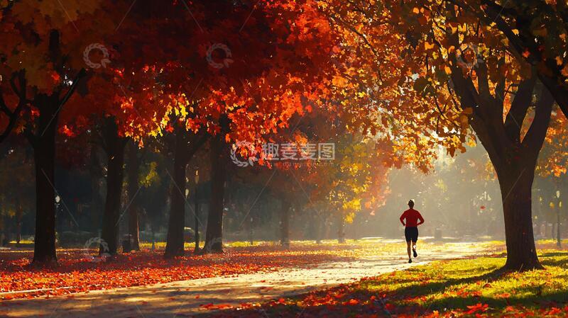 高清大图下载【趣麦麦图】秋天里晨练的人1