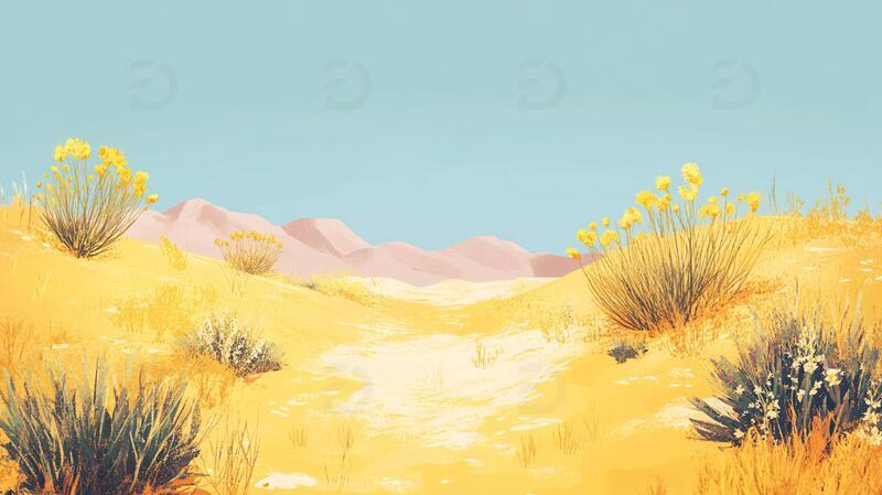 戈壁滩插画插画植物荒漠