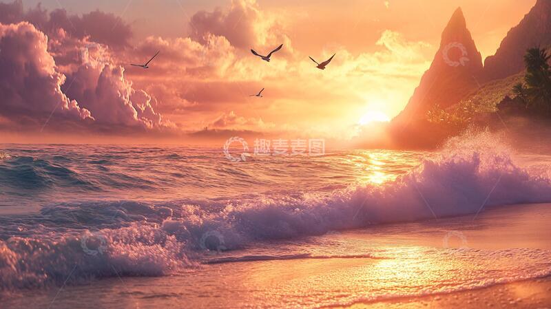 高清大图下载【趣麦麦图】唯美韵律自然海边背景15