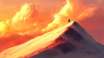 看日出插画插画背影荒野