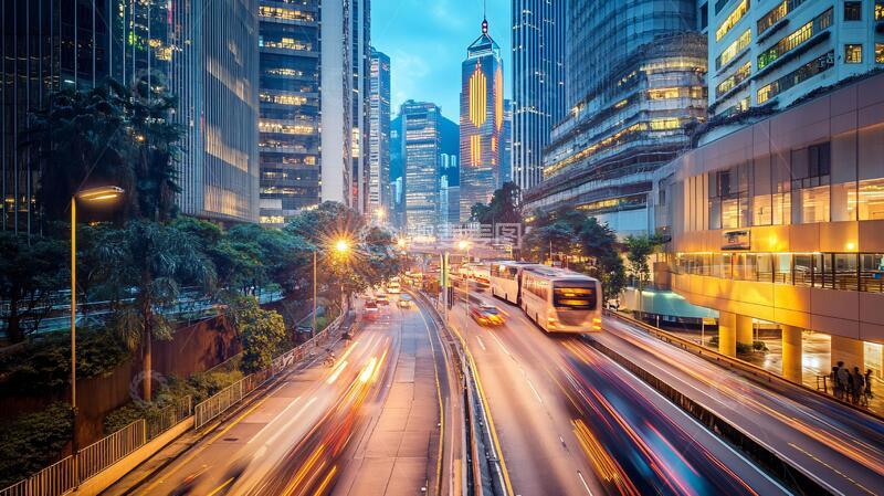 高清大图下载【趣麦麦图】城市快节奏交通城市都市