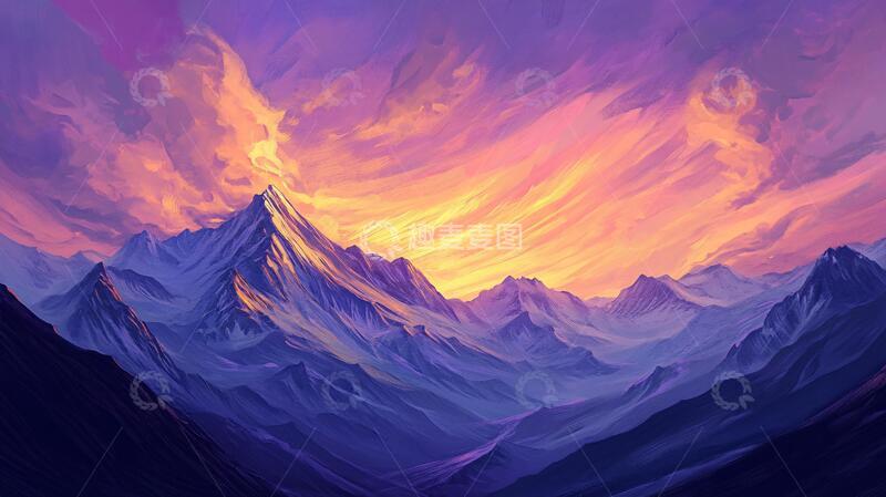 高清大图下载【趣麦麦图】-山风景插画包装4
